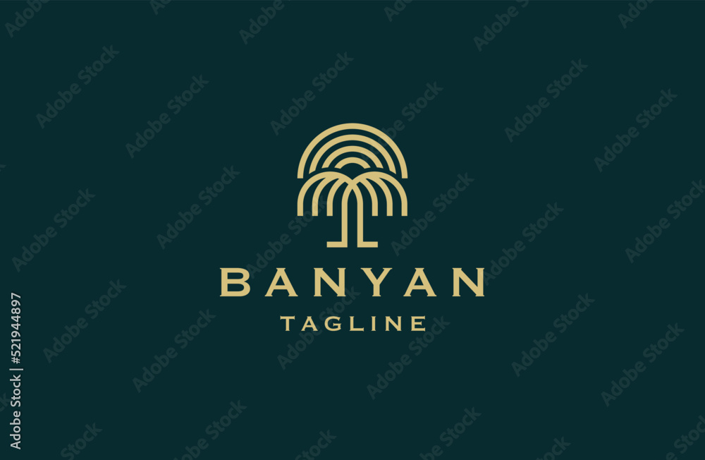 Banyan tree logo icon design template flat vector illustration Banyan tree logo icon design template flat vector illustration