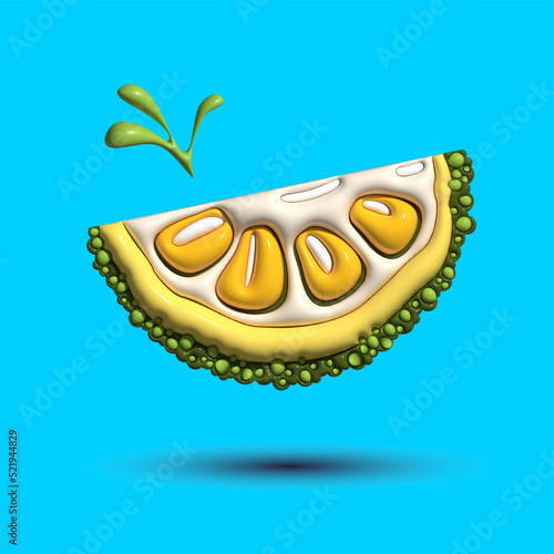 3d vector realistic of jackfruit slice with different types of minimalism in a cartoon style. Design glossy emotions. 3d render realistic fruit icon. 3d vector jackfruit