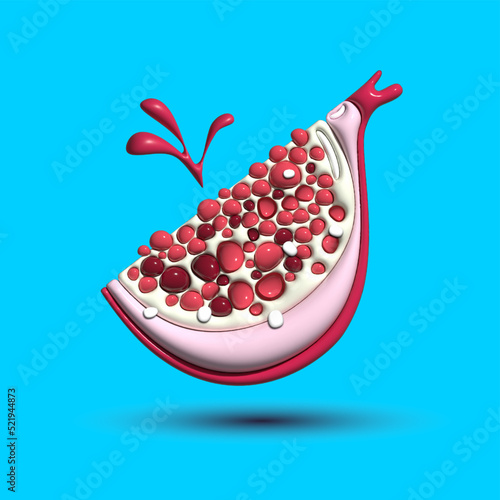 3d vector render realistic of grapefruit slice with different types of minimalism in a cartoon style. Design glossy emotions. 3d render realistic fruit icon. 3d vector grapefruit