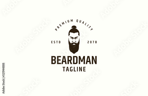 Beard man logo icon design template flat vector illustration