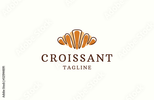 Croissant food logo icon design template flat vector illustration