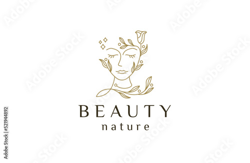 Woman beauty face logo icon design template flat vector illustration