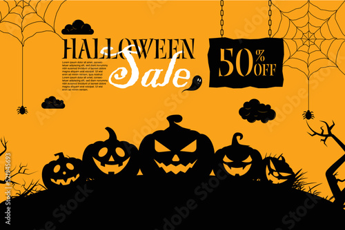 Halloween Sale special offer banner template - Vector illustration