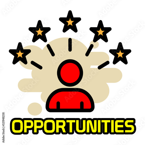 opportunities icon. opportunities sticker design in flat color.