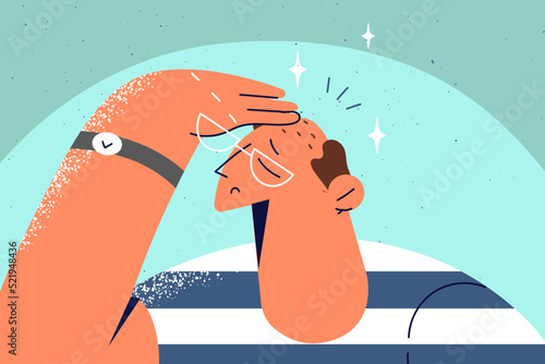 Unhealthy old man suffer from memory problems 