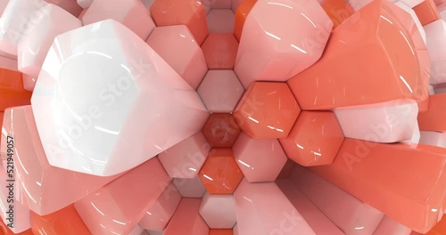 Orange Hexagons Motion Background Fisheye Seamless Loop