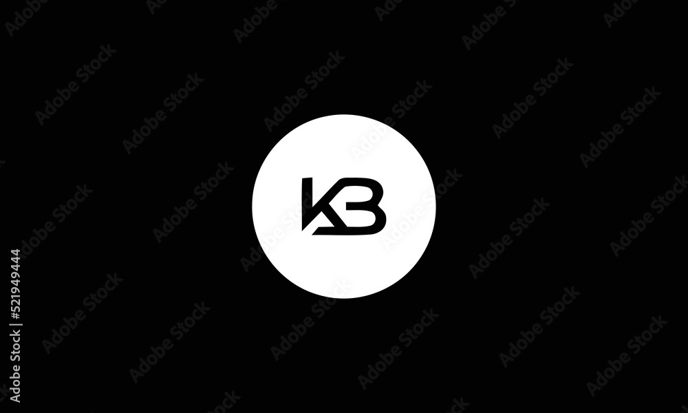 KB, K and B, Uppercase Letter Initial flat and clean Logo Design Template Vector Illustration
