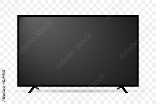 Realistic screen LCD TV isolated on transparent background vector illustration.