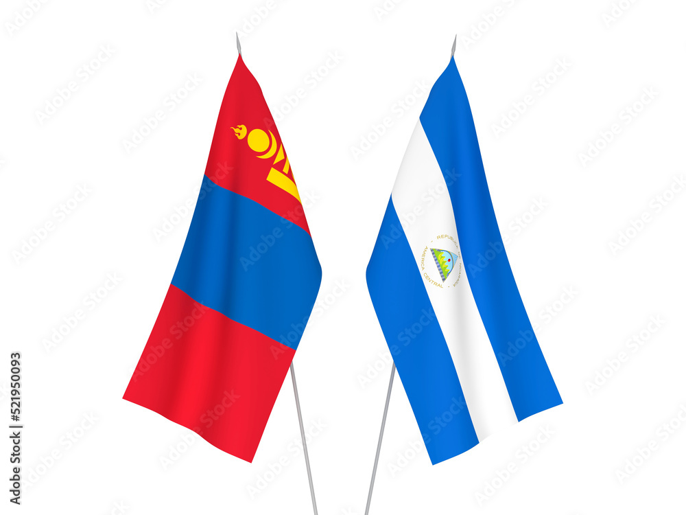 Mongolia and Nicaragua flags