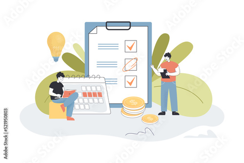 Men working together flat vector illustration. Team brainstorming, searching for creative ideas. Work, togetherness, business concept for banner, website design or landing web page