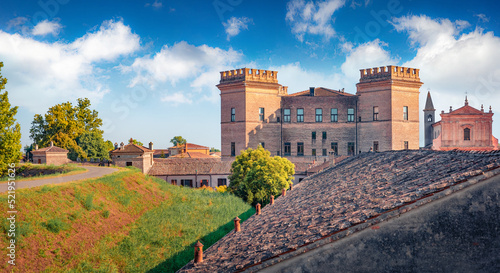 Fototapeta Naklejka Na Ścianę i Meble -  Gorgeous summer view of Castle of Mesola. Spectacular morning cityscape of Mesola town, Italy, Europe. Traveling concept background.