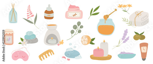 Homeopathy and nature beauty skin vector element. Flower, herbs and skincare packaging in hand drawn. Doodle design collection for banner, ads, logo and packaging design. 