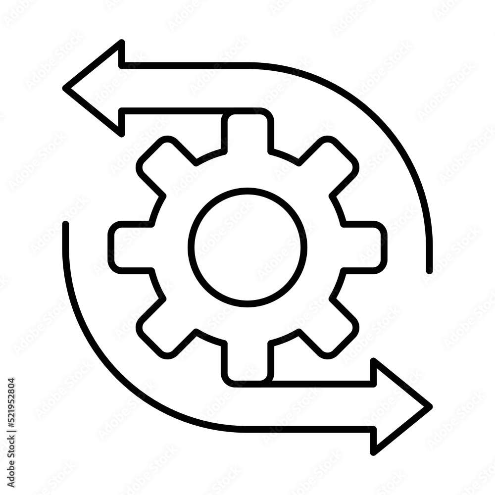 Agile operations process gear wheel speed arrow icon
