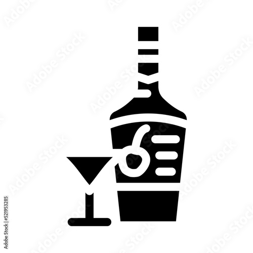 cherry liqueur alcohol glyph icon vector. cherry liqueur alcohol sign. isolated symbol illustration