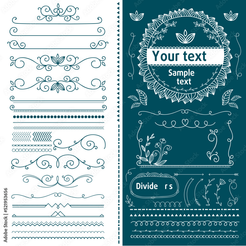 Design Lign Vintage hand drawn divider lines set isolated vector illustration ...