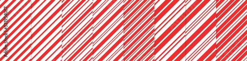 Christmas candy cane striped seamless pattern set. Christmas candycane background with red stripes. Red caramel diagonal print. Xmas traditional wrapping texture. Vector illustration.