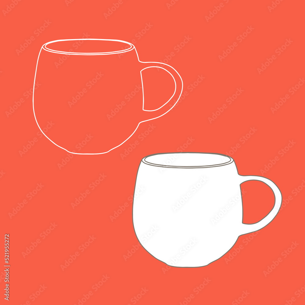 Outline illustration with mug. Vector Stock illustration. Copy space. Outline illustration with mug. Vector Stock illustration. Copy space.