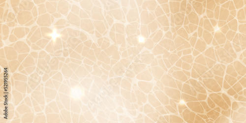 Swimming pool top view seamless pattern with sunlight glare reflect, waves and caustic ripples. Beige water surface texture. Vector background.