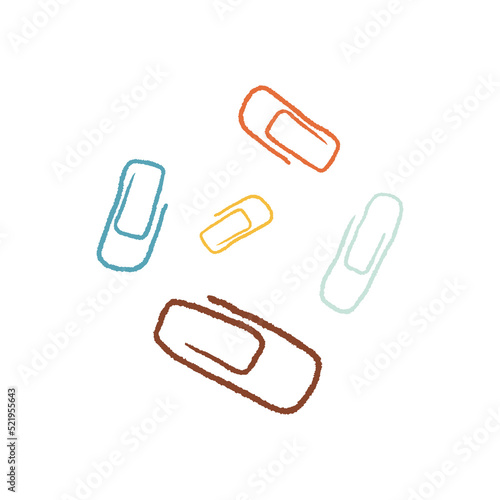 Colorful paper clips illustranion. Color clips on white background.