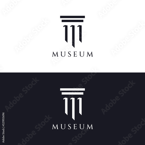 Museums, museum columns, museum lines, museum pillar logos. Museums with minimalist and modern concepts. Logos can be used for companies, museums and businesses.