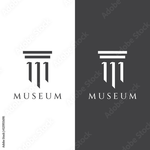Museums, museum columns, museum lines, museum pillar logos. Museums with minimalist and modern concepts. Logos can be used for companies, museums and businesses.