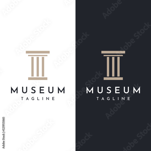 Museums, museum columns, museum lines, museum pillar logos. Museums with minimalist and modern concepts. Logos can be used for companies, museums and businesses.