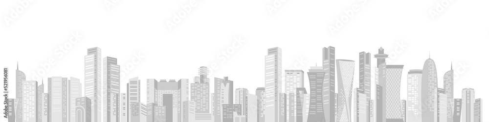 Qatar City buildings skyline of metropolitan area Modern City Skyscrapers Skyline Silhouette Qatar City buildings skyline of metropolitan area Modern City Skyscrapers Skyline Silhouette