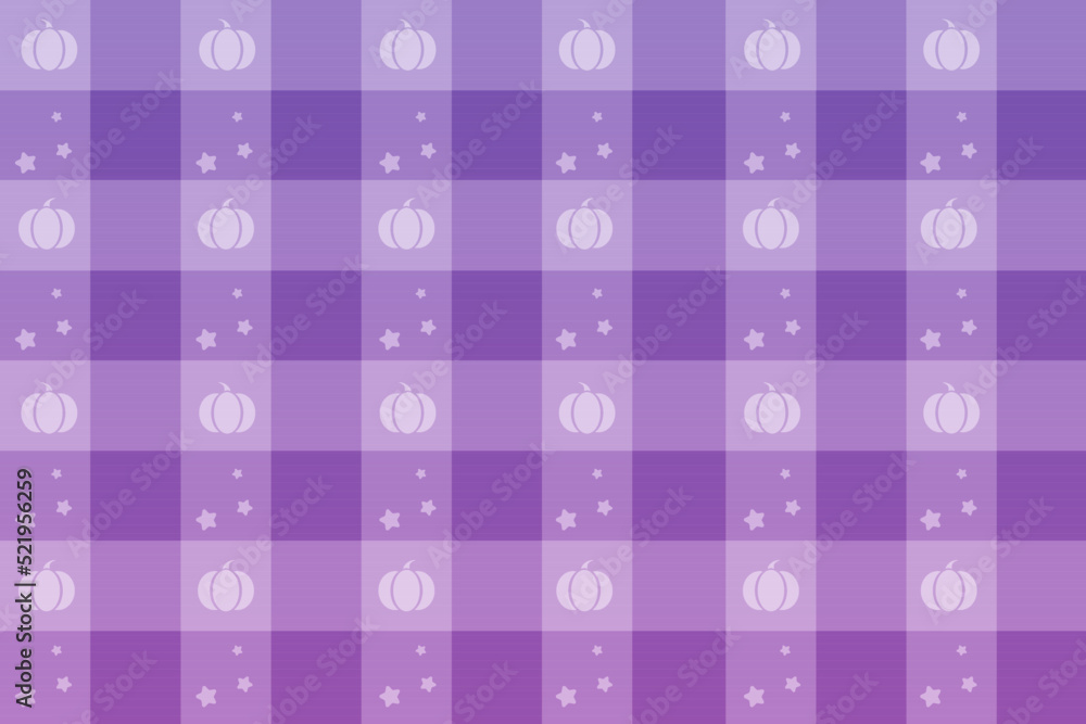 Violet purple checkered background with pumpkin and stars. Vector season pattern for wallpaper, template, poster. Violet purple checkered background with pumpkin and stars. Vector season pattern for wallpaper, template, poster.