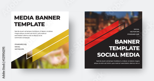 EPS vector web banner template, with angular linear colored elements, diagonal background, place for photo, for social media.
