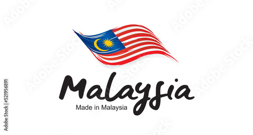 Made in Malaysia handwritten flag ribbon typography lettering logo label banner