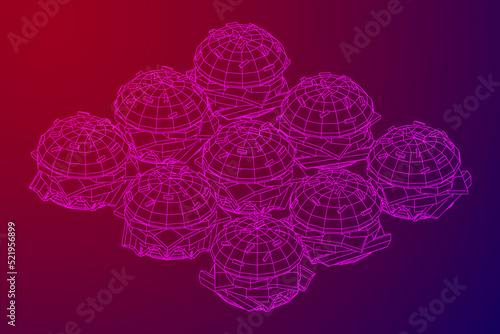 Hamburger or cheeseburger wireframe low poly mesh