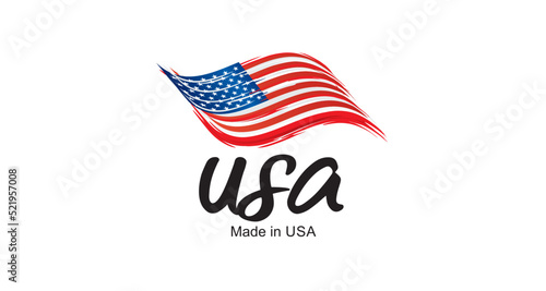 Made in USA new handwritten flag typography lettering logo label banner
