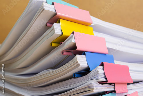 document paper of business report paper file on the table in a work office, concept document in work office photo