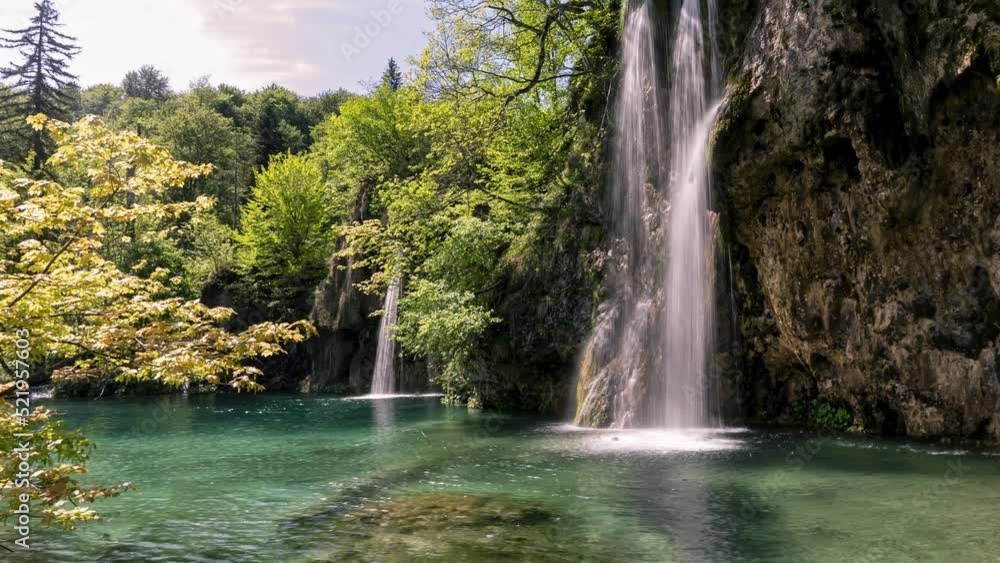 Detailed view of the beautiful waterfalls in the sunshine in Plitvice National Park, Croatia Detailed view of the beautiful waterfalls in the sunshine in Plitvice National Park, Croatia