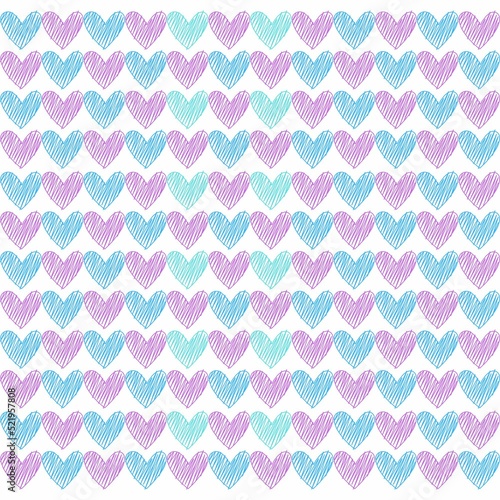 seamless pattern with pink and blue hearts