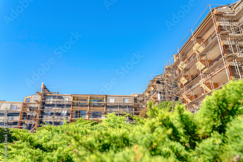 Photography Unfinished construction of a large complex apartment buildings in San Francisco,