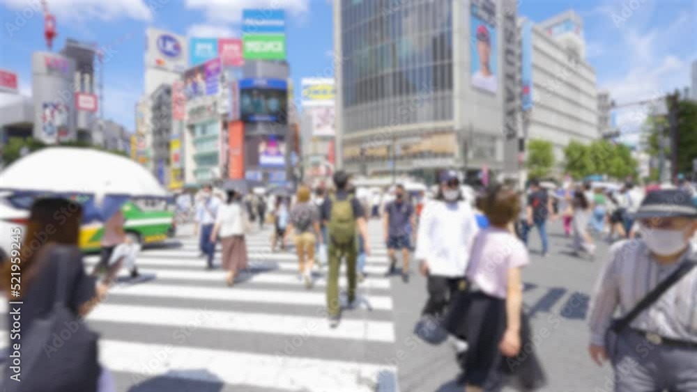 渋谷スクランブル交差点の風景映像(ぼかし有り) 渋谷スクランブル交差点の風景映像(ぼかし有り)