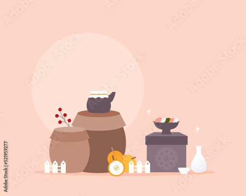 Holiday Chuseok Shopping Minimal Illustration 
 photo