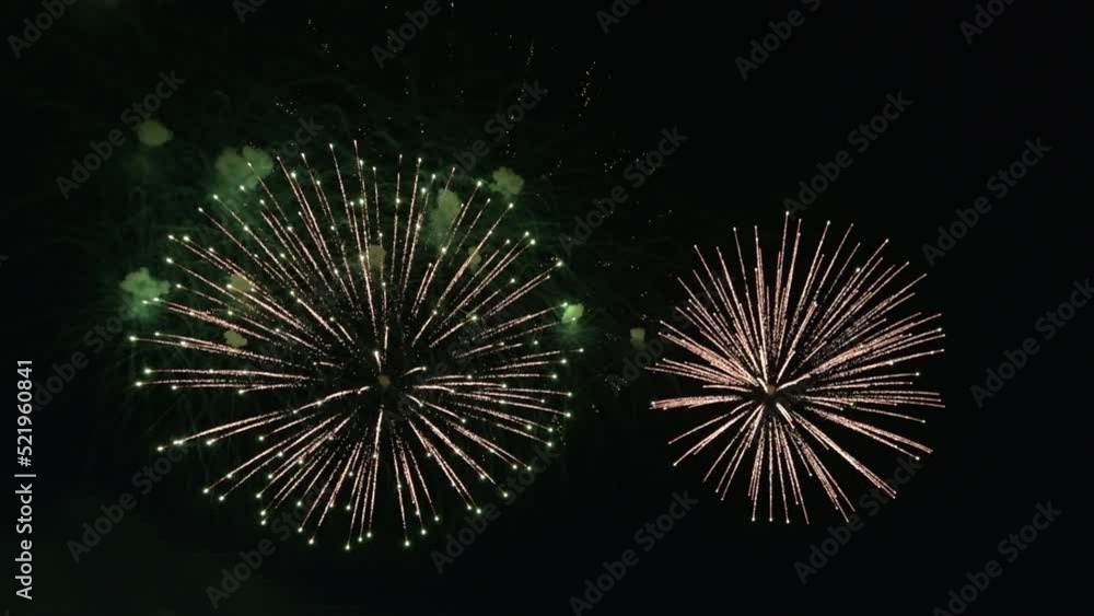 Real Firework close up on Deep Black Background Sky on Fireworks festival before new year party , Independence day and new year concept. High quality 4k raw video Real Firework close up on Deep Black Background Sky on Fireworks festival before new year party , Independence day and new year concept. High quality 4k raw video