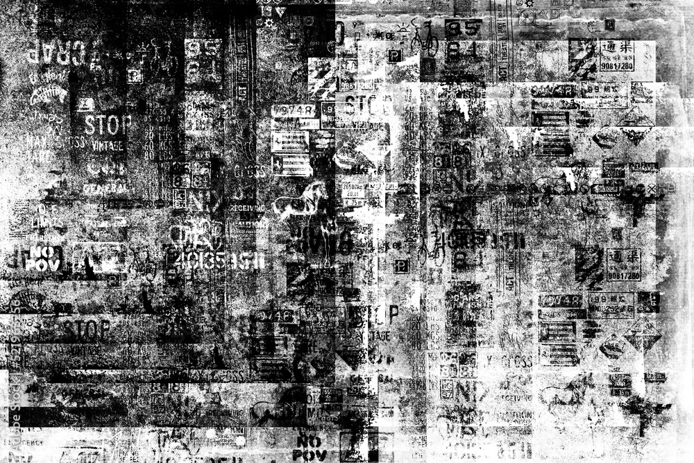 Obraz premium Abstract grunge lettering background. Urban cyber punk illustration 