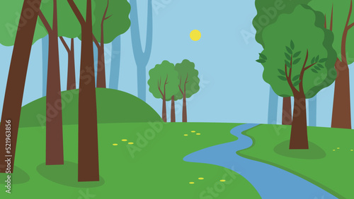 river in a small beautiful forest