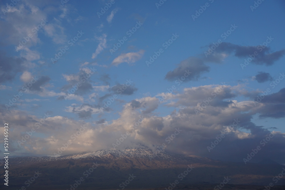 Mount Ararat, The peak of the mountain is covered with clouds, Turkey's highest mountain