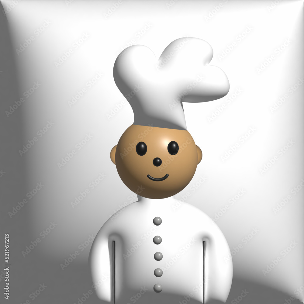 CHEF WITH HAT AND UNIFORM 3D ILLUSTRATION FILE CHEF WITH HAT AND UNIFORM 3D ILLUSTRATION FILE