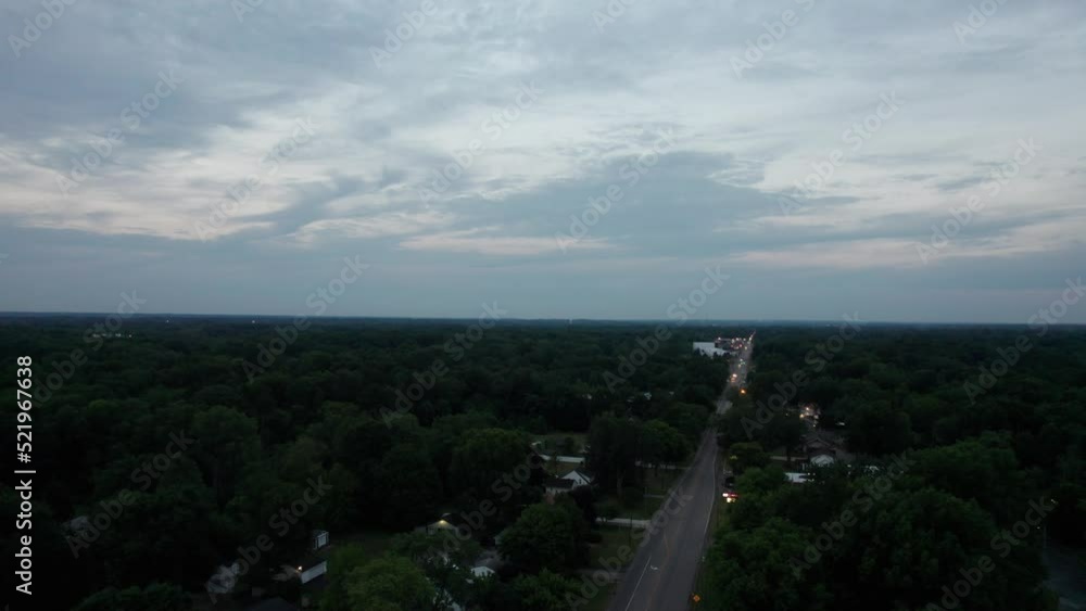 Drone captures the sky in Ohio City at night amid a gorgeous green setting Drone captures the sky in Ohio City at night amid a gorgeous green setting