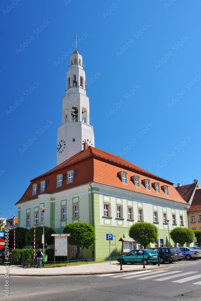 Fototapeta premium Twon hall in Gryfow Slaski, city in Lower Silesian Voivodeship, Poland.