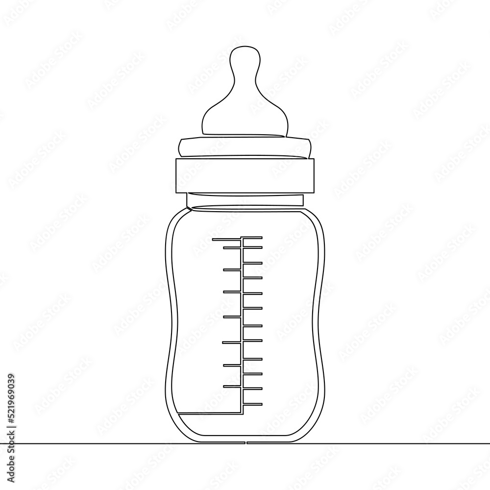 Continuous line drawing bottle for feeding babies icon vector concept baby feeding Continuous line drawing bottle for feeding babies icon vector concept baby feeding