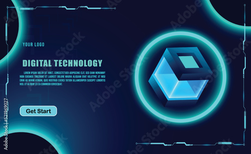 technology concept for web banner template or brochure , Blue colour.
