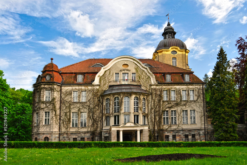 Palace of von Fischer-Lossainen build between 1909 - 1911. Lezany, Warmian-Masurian Voivodeship, Poland.