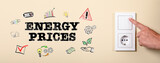 Energy Prices concept. Illustrated icons on a light background