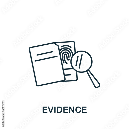 Evidence icon. Monochrome simple line Crime icon for templates, web design and infographics